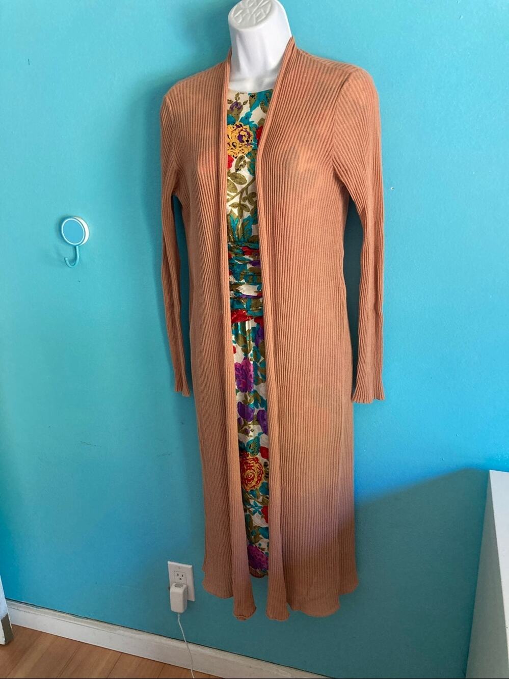 Eileen Fisher Size S Organic Cotton Nylon Long Cardigan Rib Knit Duster Sweater